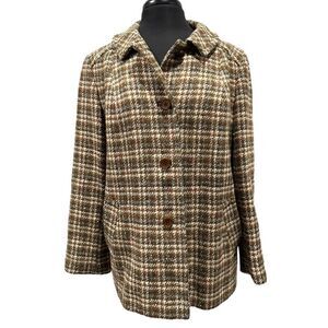 Pendleton Vintage Plaid Wool Button Front Blazer Peacoat Jacket Sz 16
